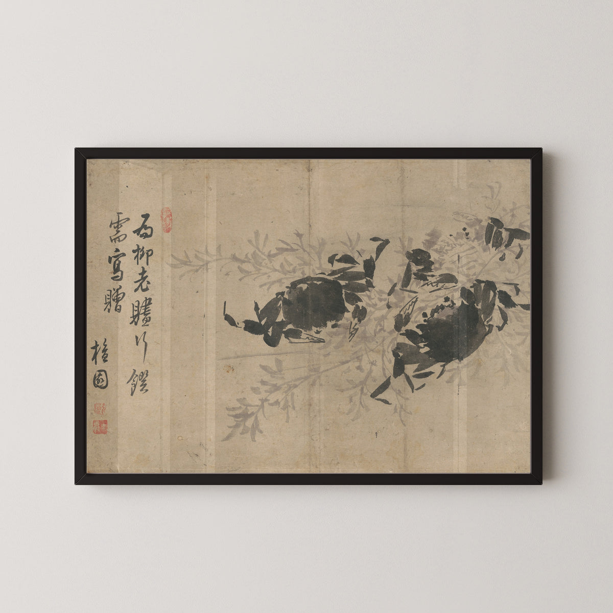 Kim Hong-do (Danwon) — Two Crabs and Reeds | Korean Painting Art Print