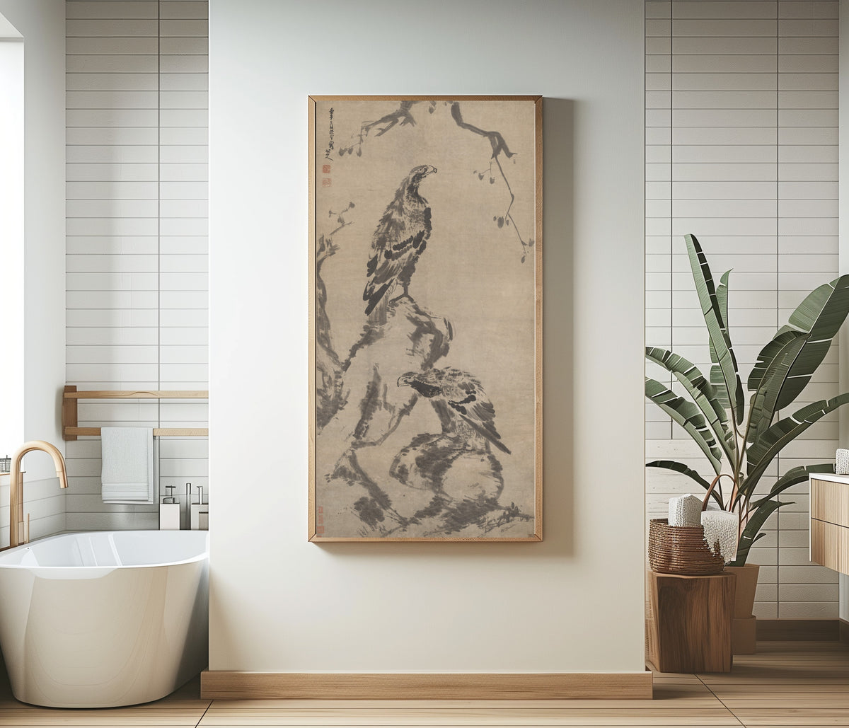 Bada Shanren — Two Eagles | Chinese Ink Painting Art Print