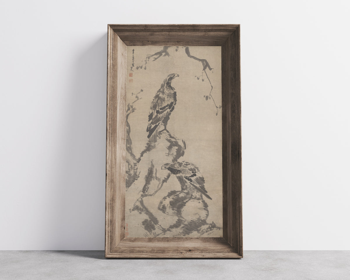Bada Shanren — Two Eagles | Chinese Ink Painting Art Print