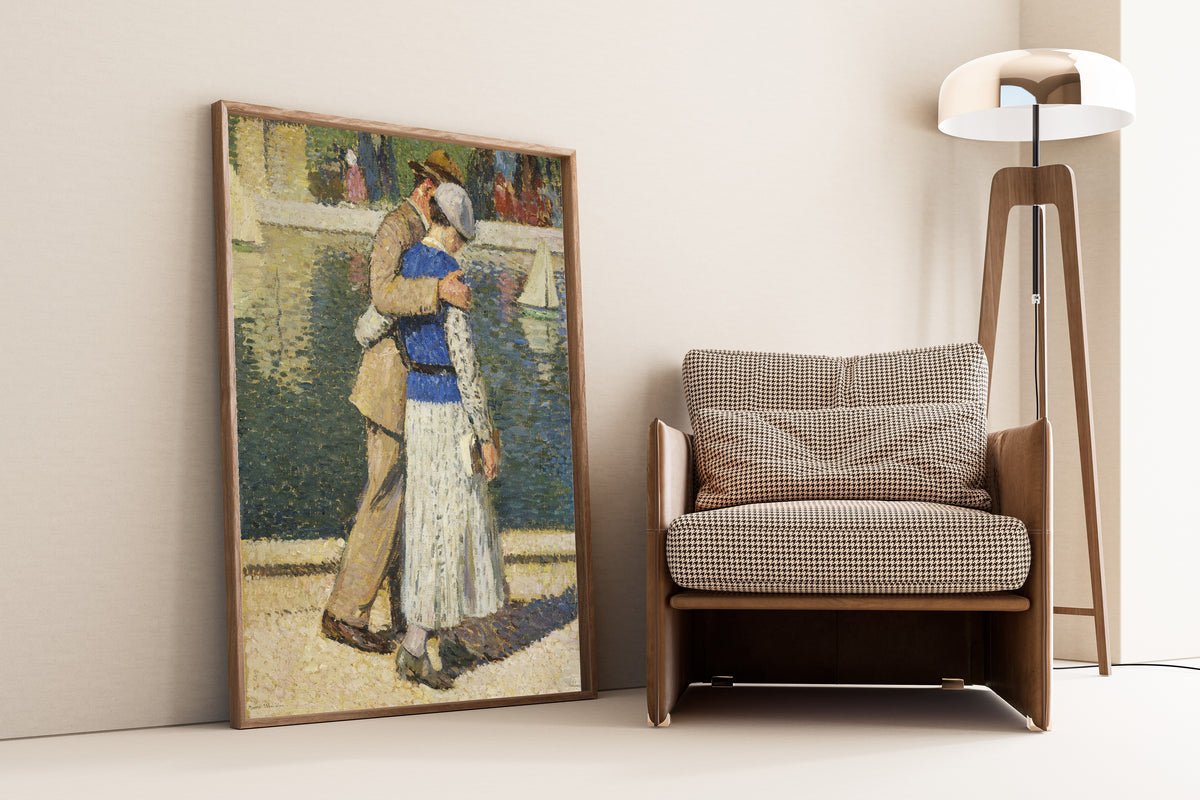 Henri Martin — Un couple marchant le long du bassin du Luxembourg | Pointillist Portrait Print