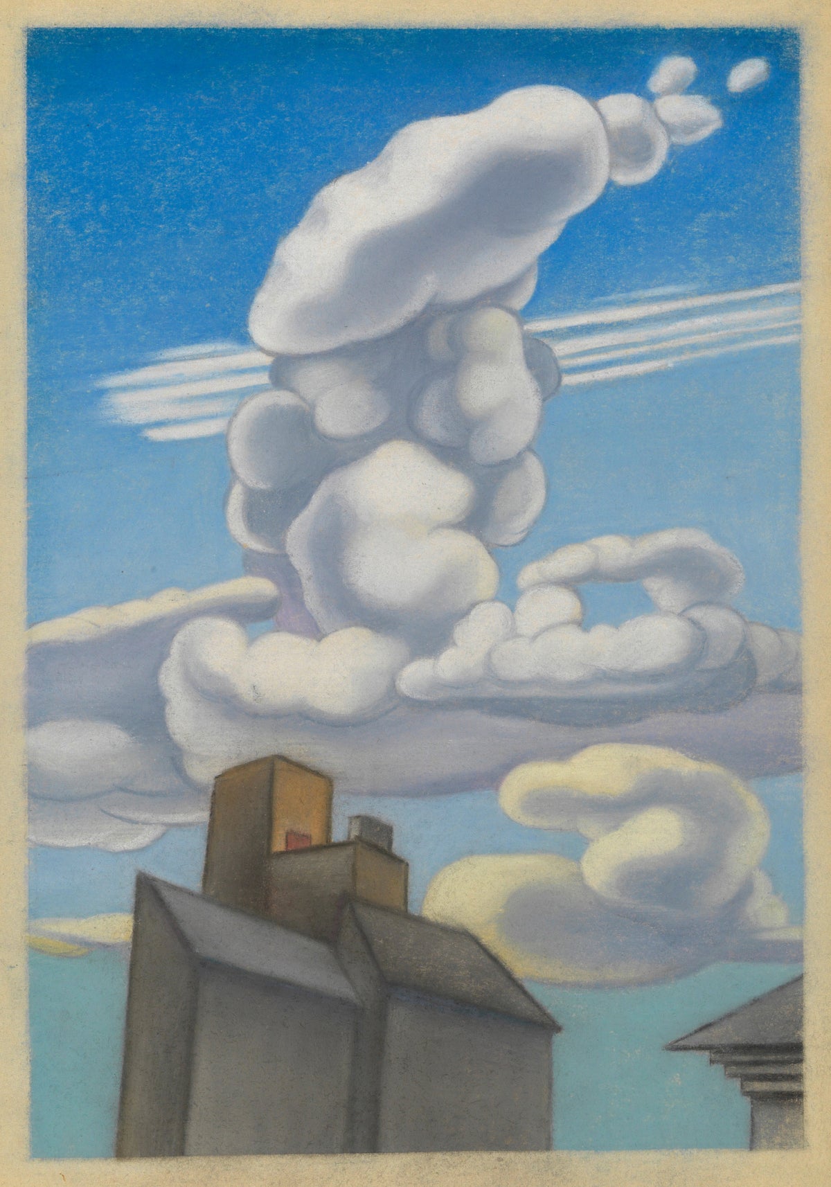 Karl Wiener — Untitled (Clouds over Rooftops) | Modernist Landscape Print