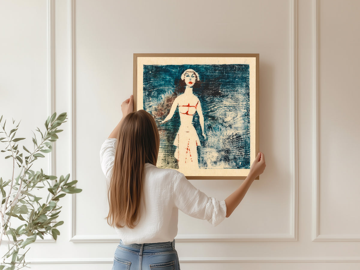 Karl Wiener — Untitled (Female Figure on Deep Blue) | Expressionist Art Print