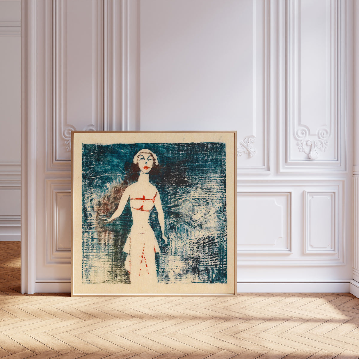 Karl Wiener — Untitled (Female Figure on Deep Blue) | Expressionist Art Print