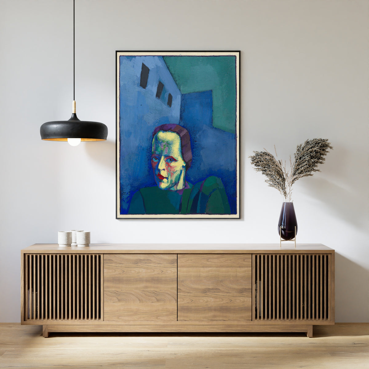 Karl Wiener — Untitled (Female Portrait Before a Blue House) | Expressionist Art Print