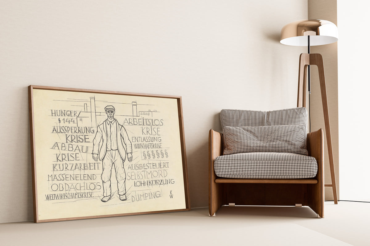 Karl Wiener — Untitled (Hunger, World Economic Crisis, Unemployed) | Typographic Art Print