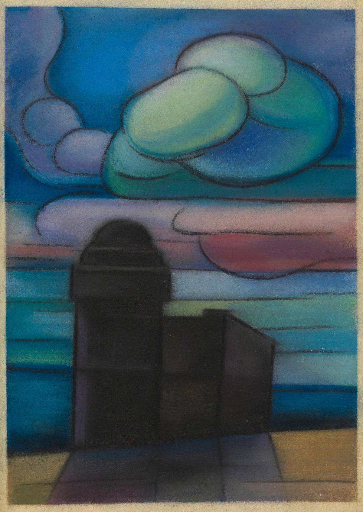 Karl Wiener — Untitled III (Domed Tower under Clouds) | Modernist Landscape Print