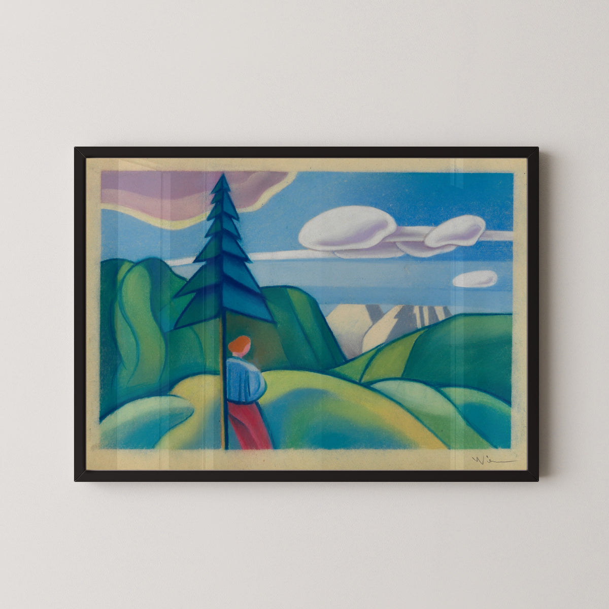 Karl Wiener — Untitled IV (Figure beside a Fir Tree) | Modernist Landscape Print