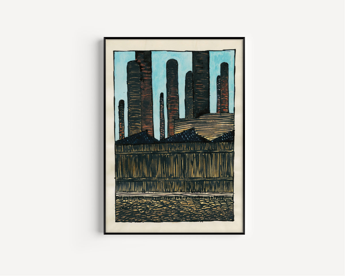 Karl Wiener — Untitled (Industrial Towers) | Expressionist Art Print