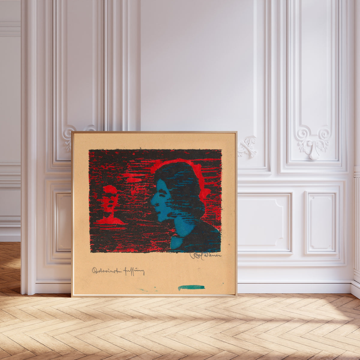Karl Wiener — Untitled (Portrait of a Woman in Blue Profile) | Expressionist Art Print