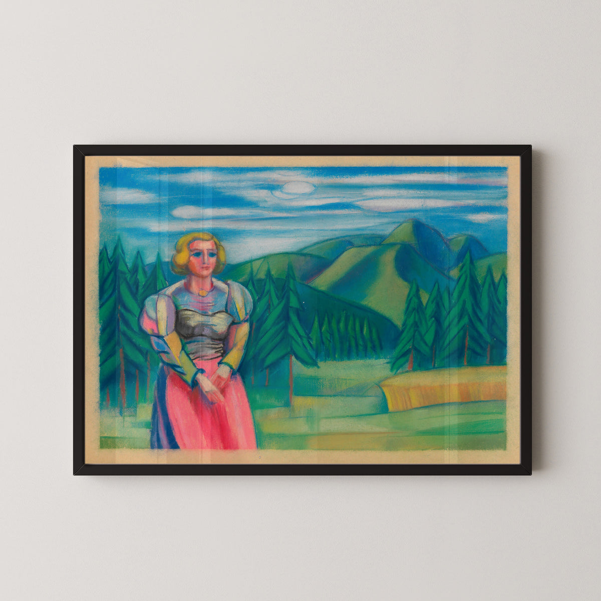 Karl Wiener — Untitled V (Woman before a Pine Forest) | Expressionist Art Print