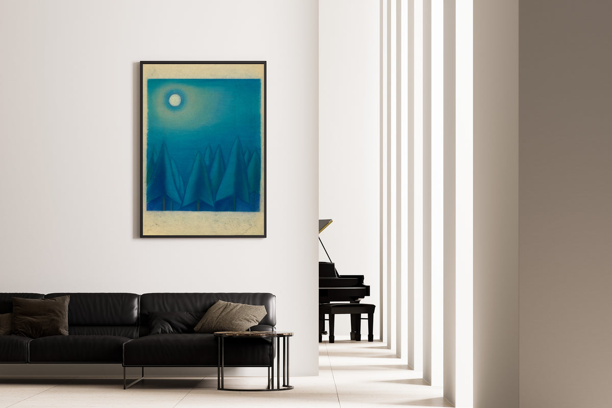 Karl Wiener — Untitled VIII (Moon over Pointed Trees) | Modernist Landscape Print