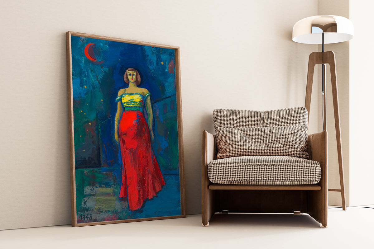 Karl Wiener — Untitled (Woman in a Yellow and Red Dress) | Expressionist Art Print
