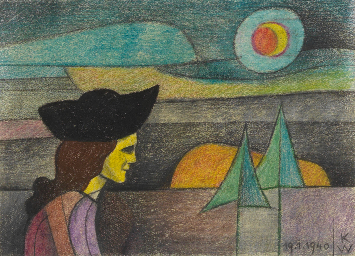 Karl Wiener — Untitled (Woman with a Black Hat) | Expressionist Art Print