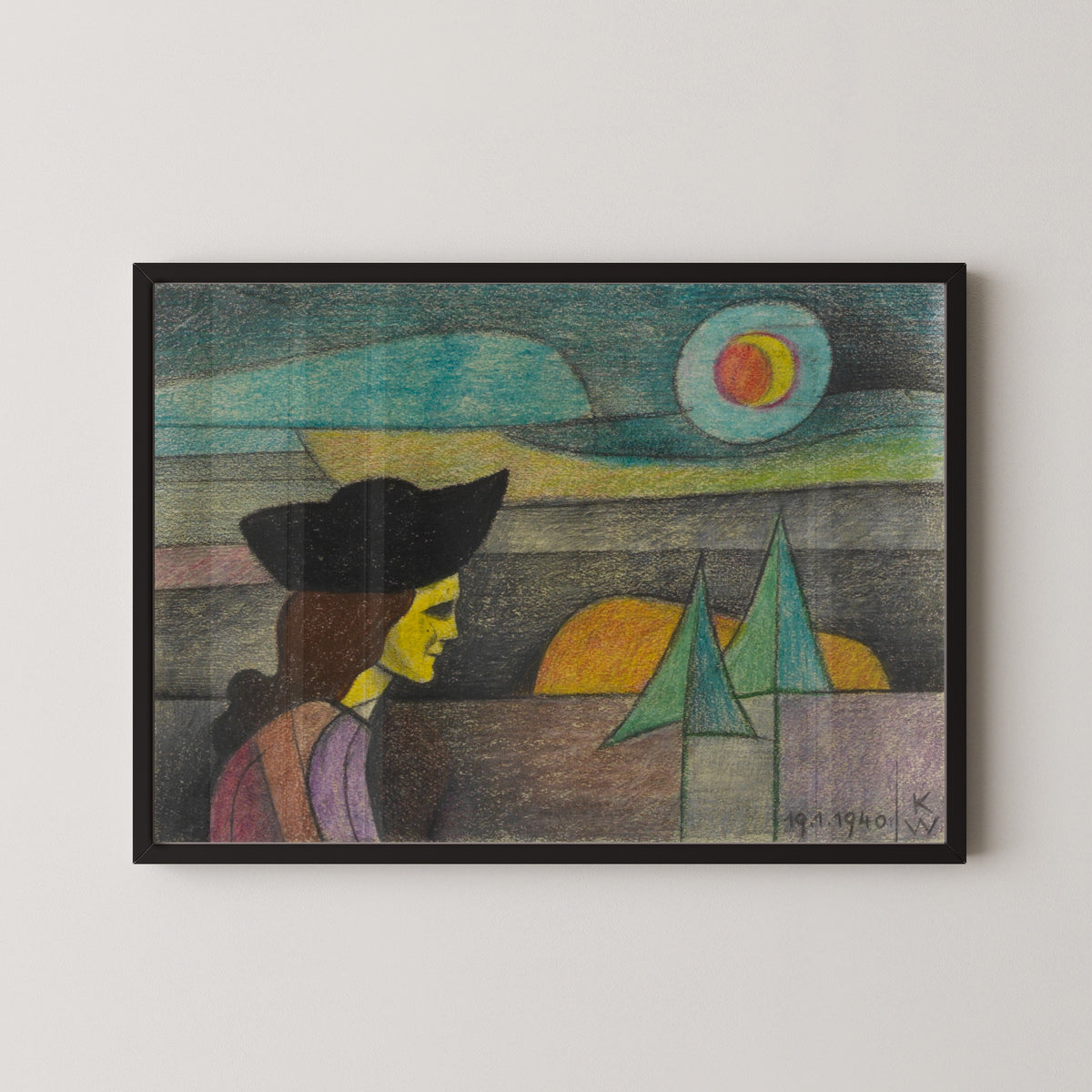 Karl Wiener — Untitled (Woman with a Black Hat) | Expressionist Art Print