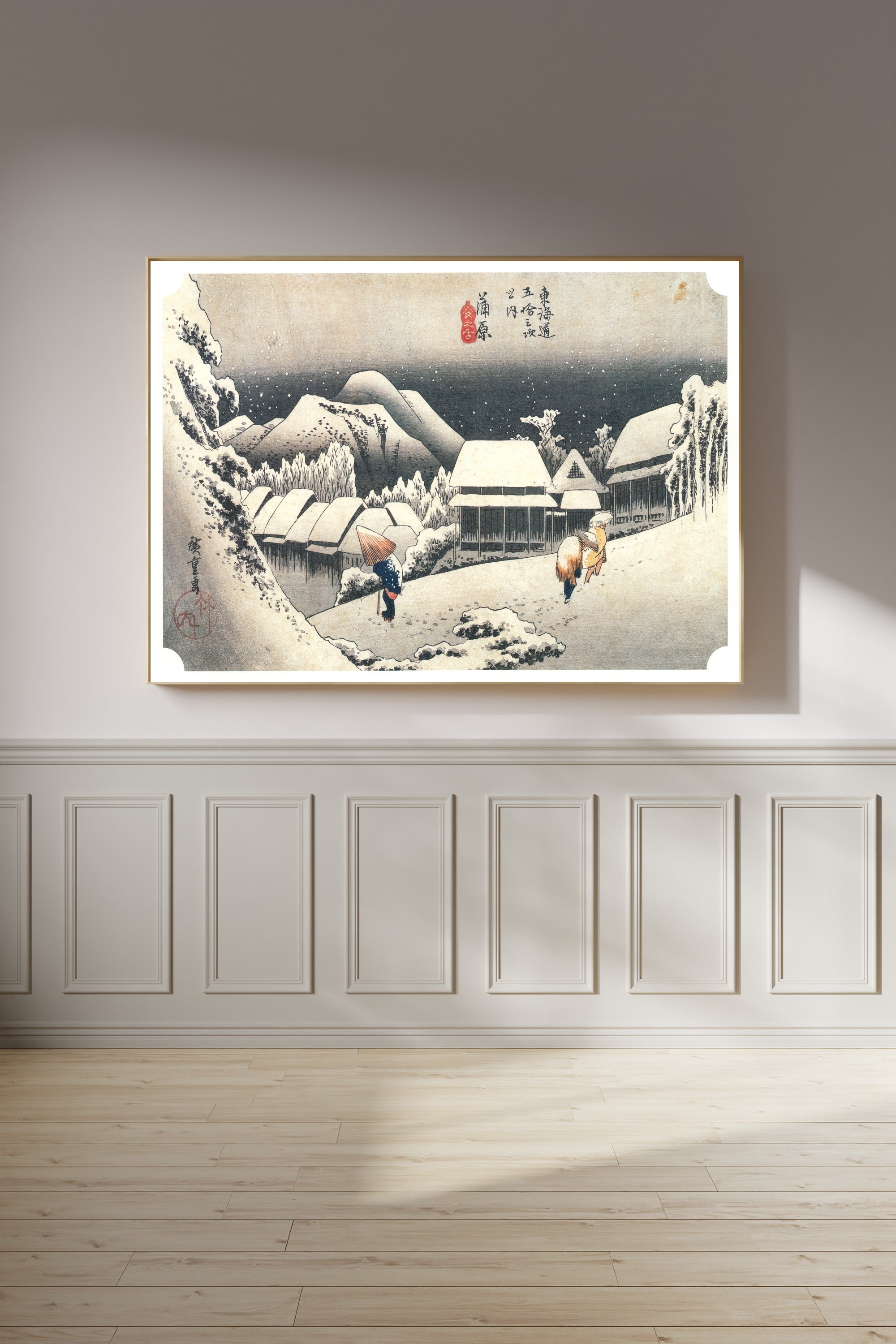 Utagawa Hiroshige — Kanbara: Night Snow | Japanese Woodblock Print (Ukiyo-e)