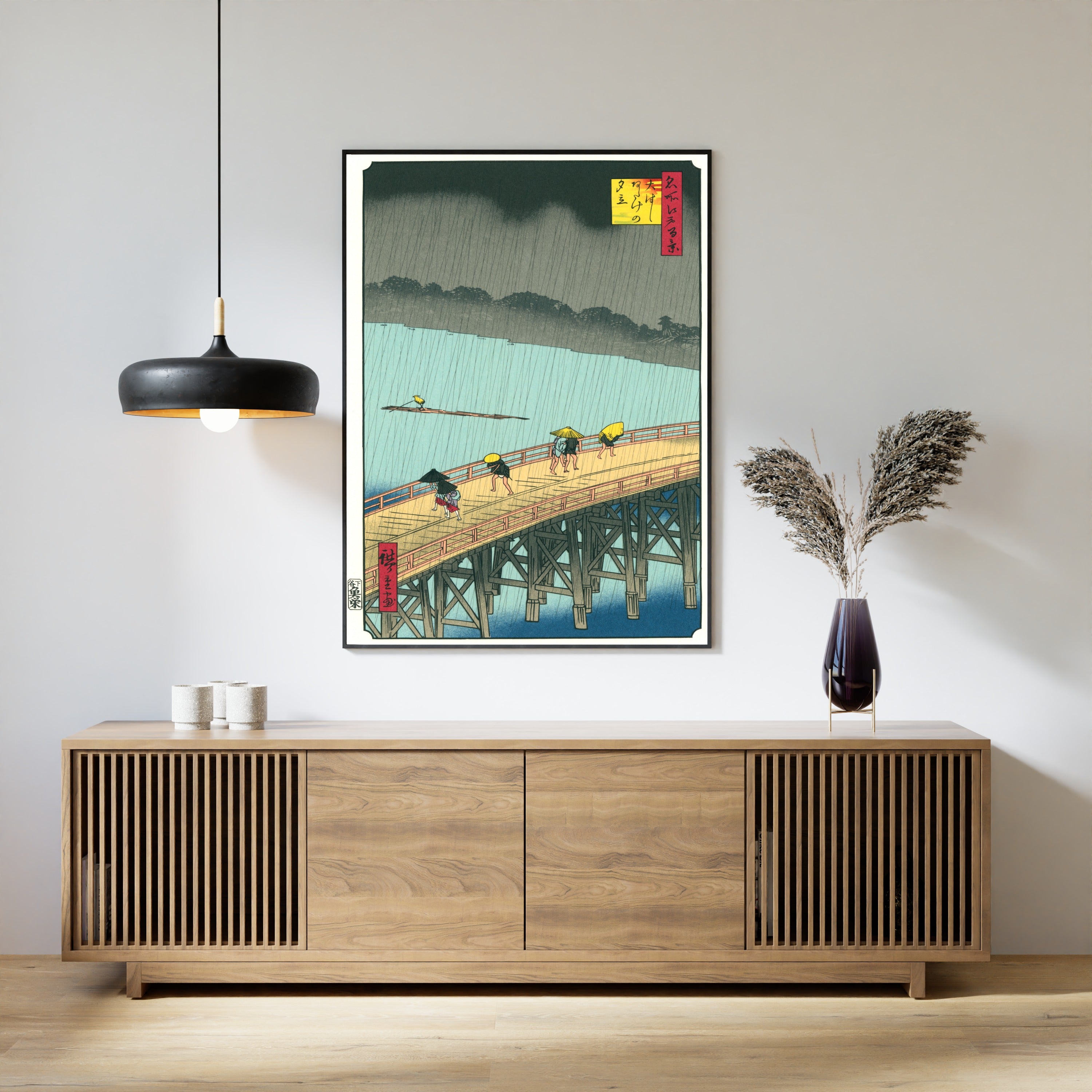 Utagawa Hiroshige — Sudden Shower over Shin-Ōhashi Bridge and Atake | Japanese Woodblock Print (Ukiyo-e)