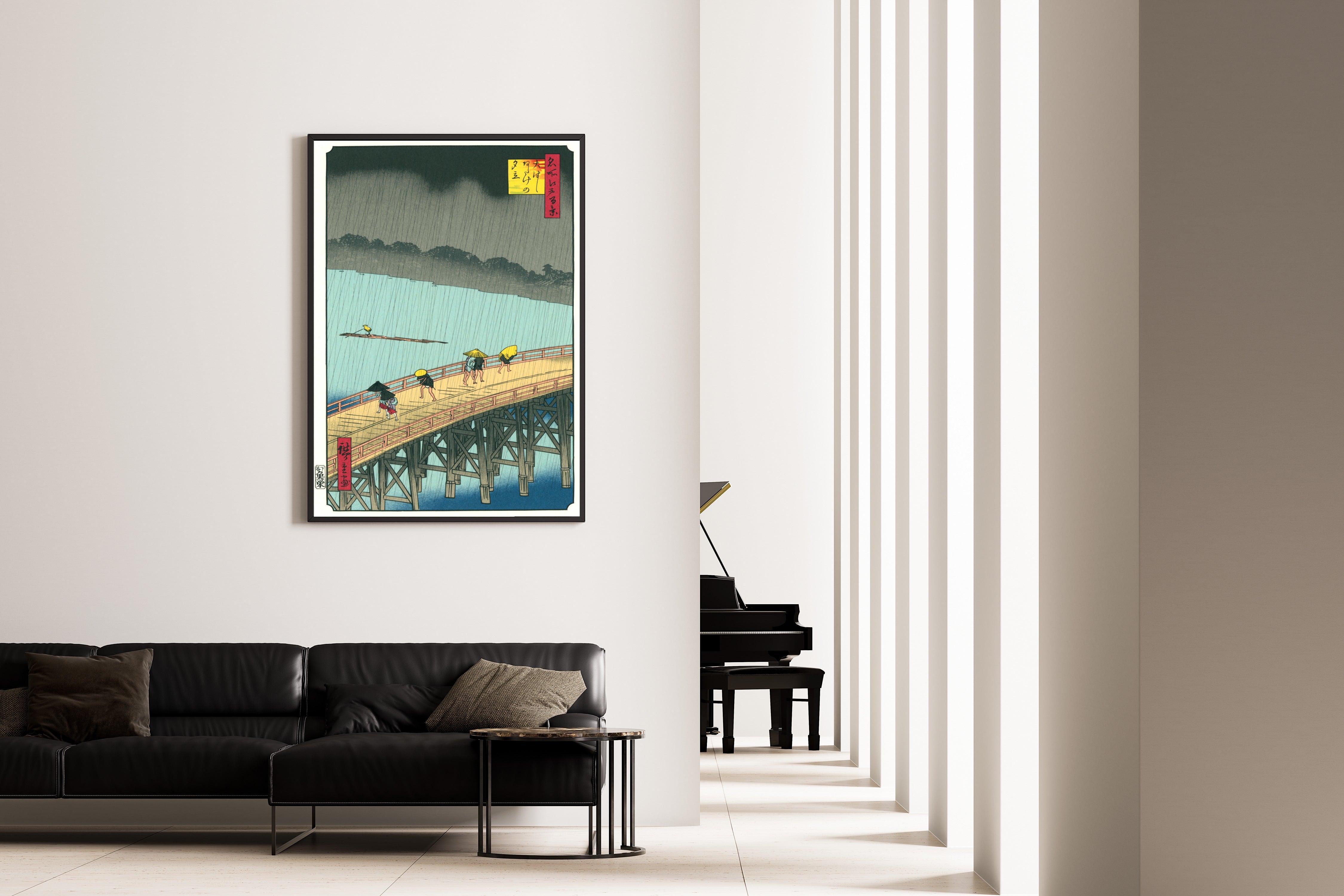 Utagawa Hiroshige — Sudden Shower over Shin-Ōhashi Bridge and Atake | Japanese Woodblock Print (Ukiyo-e)