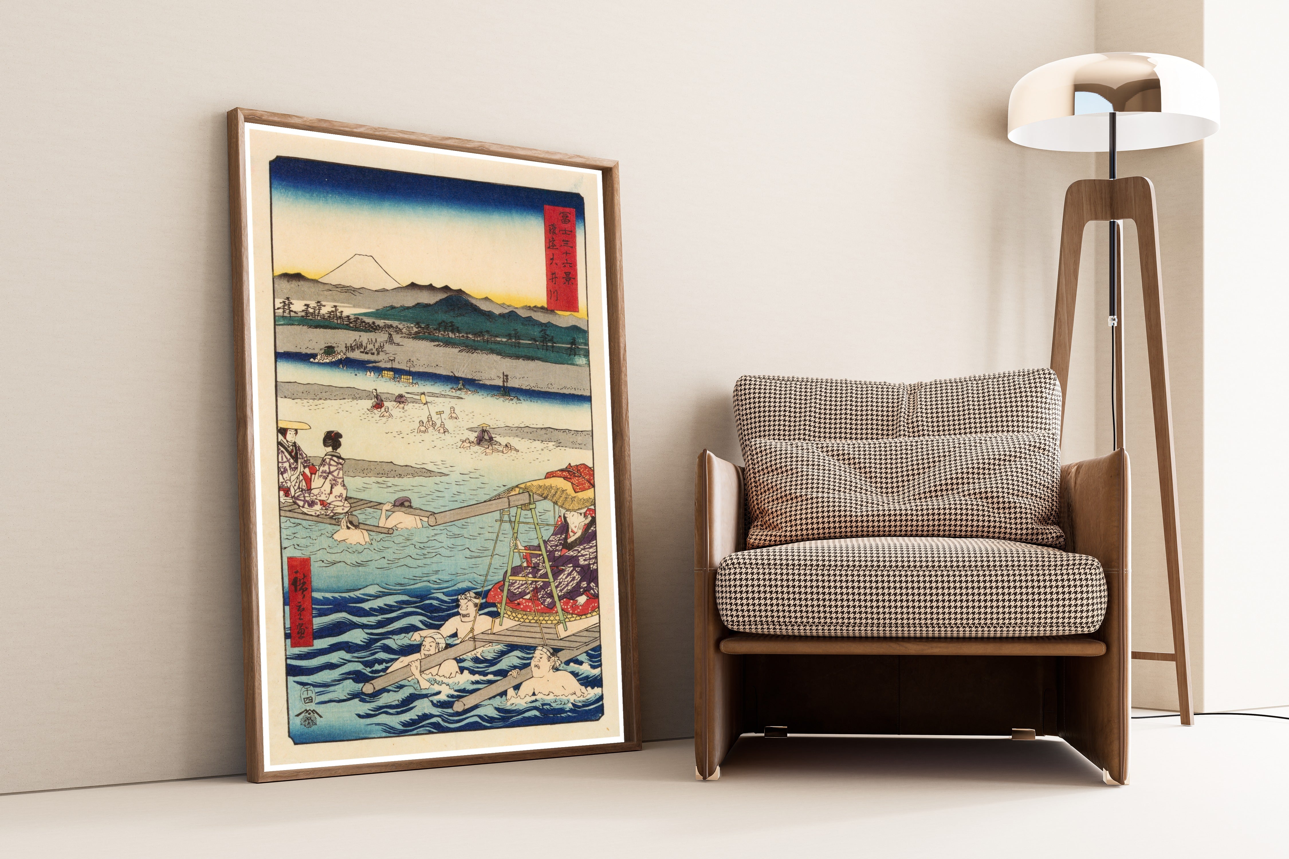 Utagawa Hiroshige — The Ōi River between Suruga and Totomi Provinces | Japanese Woodblock Print (Ukiyo-e)