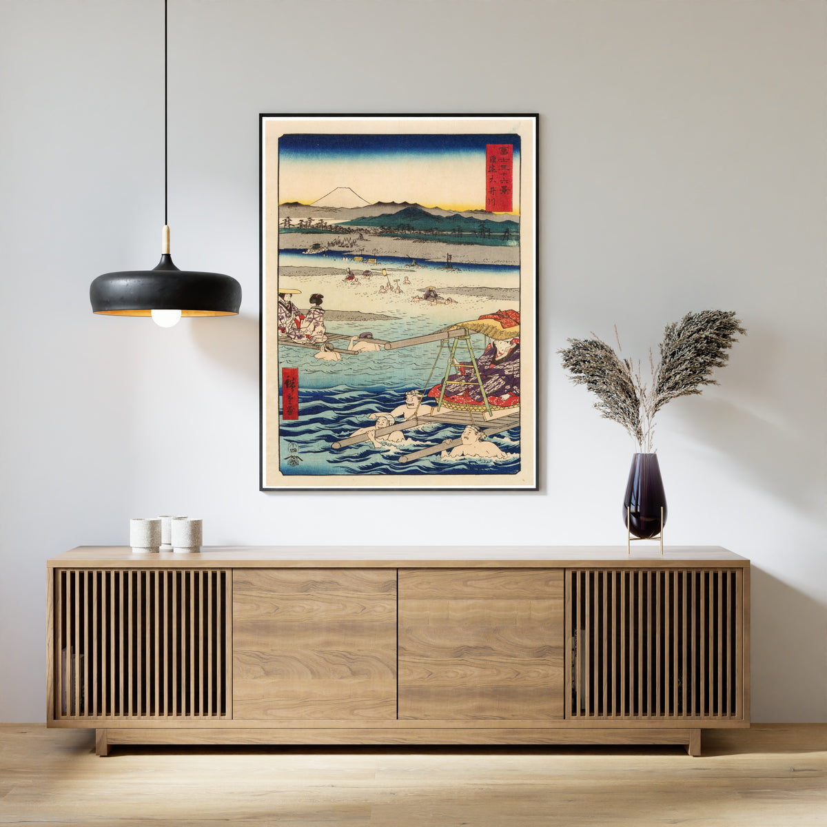 Utagawa Hiroshige — The Ōi River between Suruga and Totomi Provinces | Japanese Woodblock Print (Ukiyo-e)
