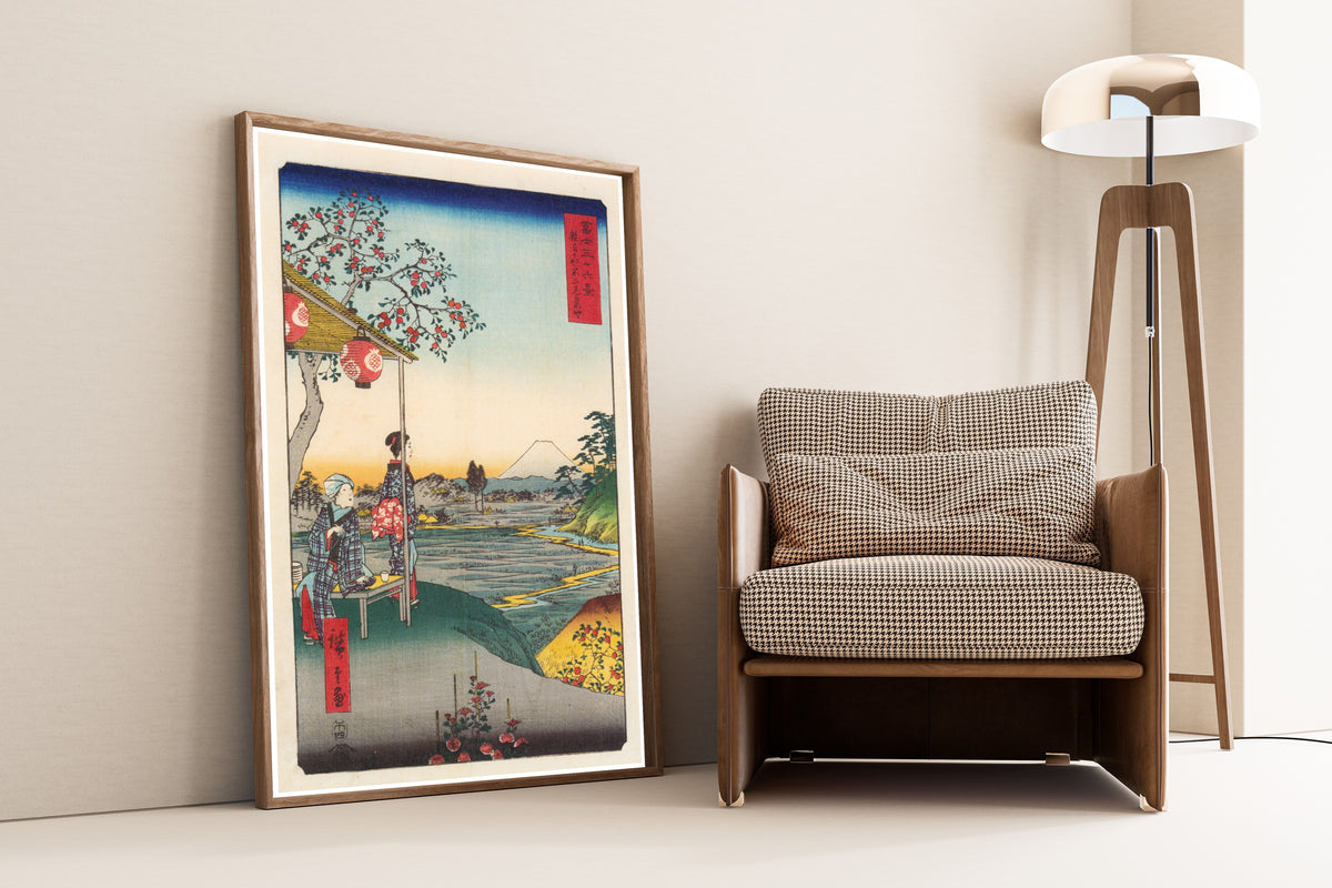 Utagawa Hiroshige — The Teahouse with the View of Mt. Fuji at Zōshigaya | Japanese Woodblock Print (Ukiyo-e)