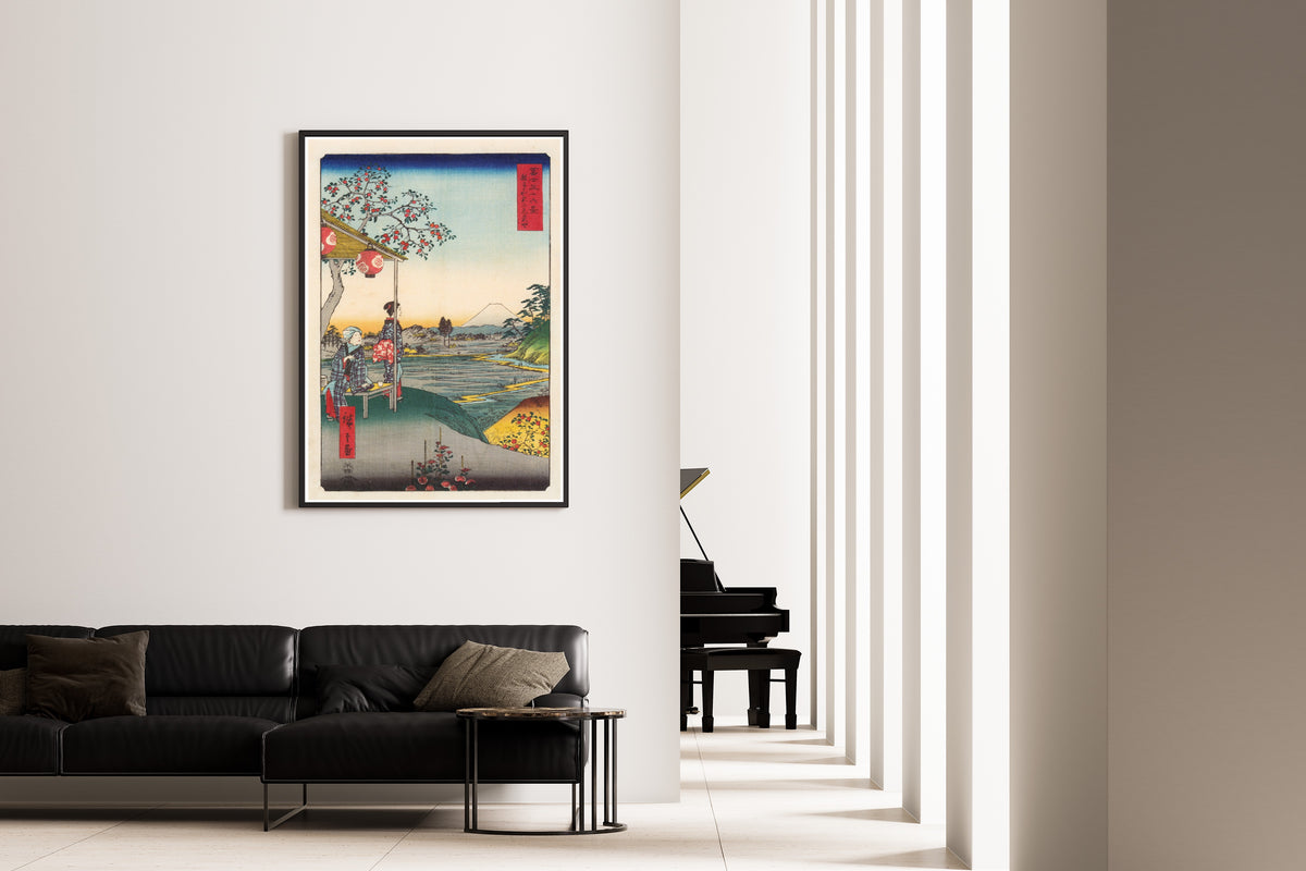 Utagawa Hiroshige — The Teahouse with the View of Mt. Fuji at Zōshigaya | Japanese Woodblock Print (Ukiyo-e)