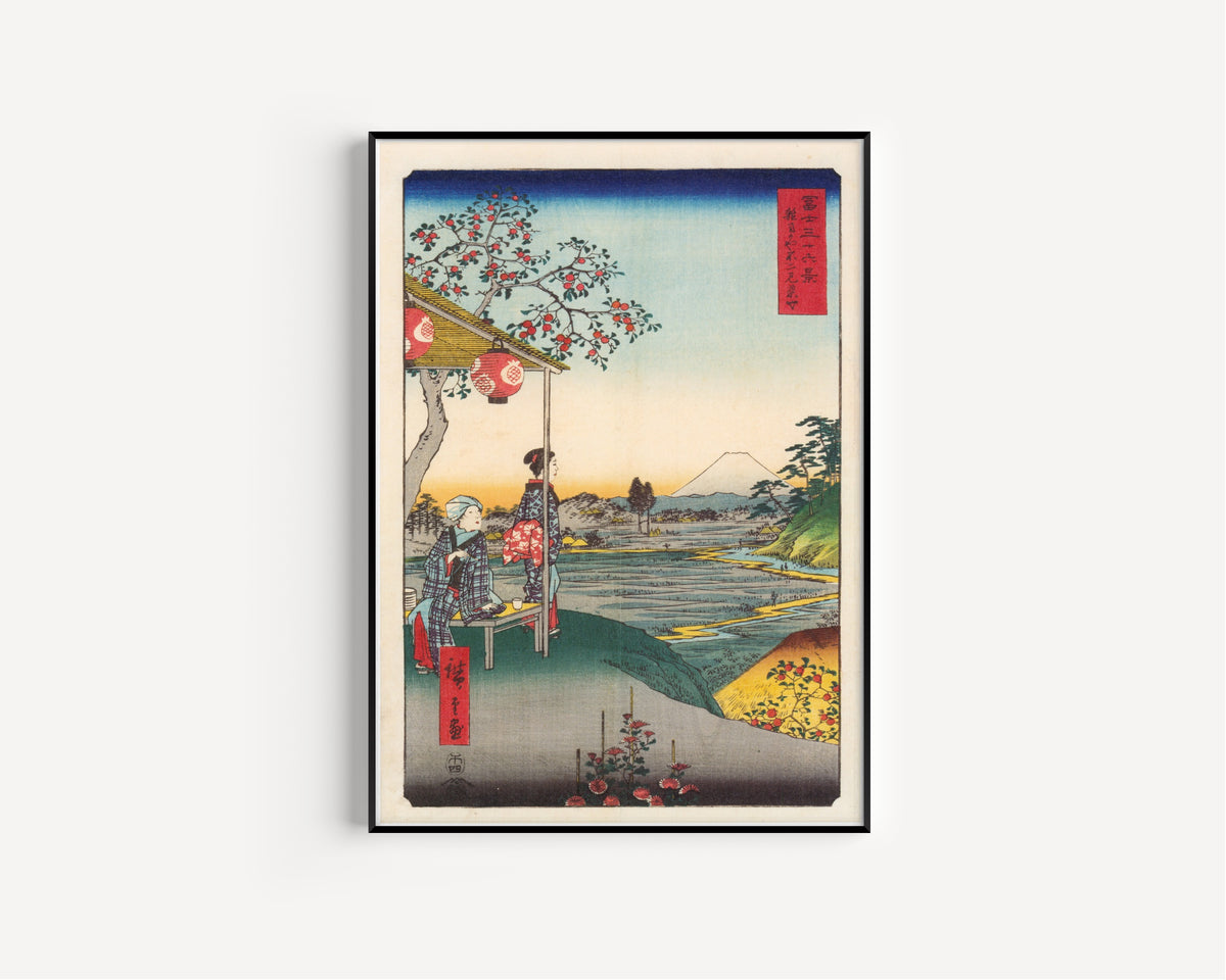 Utagawa Hiroshige — The Teahouse with the View of Mt. Fuji at Zōshigaya | Japanese Woodblock Print (Ukiyo-e)
