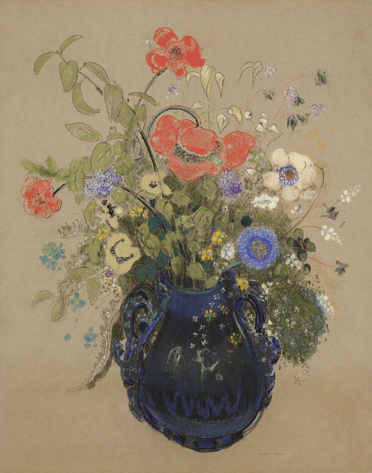 Odilon Redon — Vase of Flowers (Grey Background) | Fine Art Print
