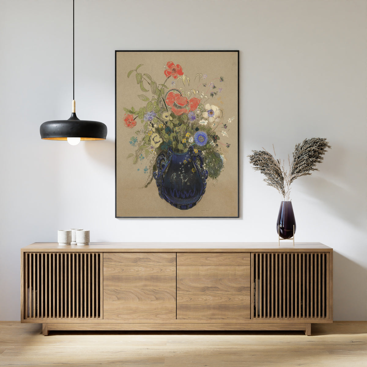 Odilon Redon — Vase of Flowers (Grey Background) | Fine Art Print