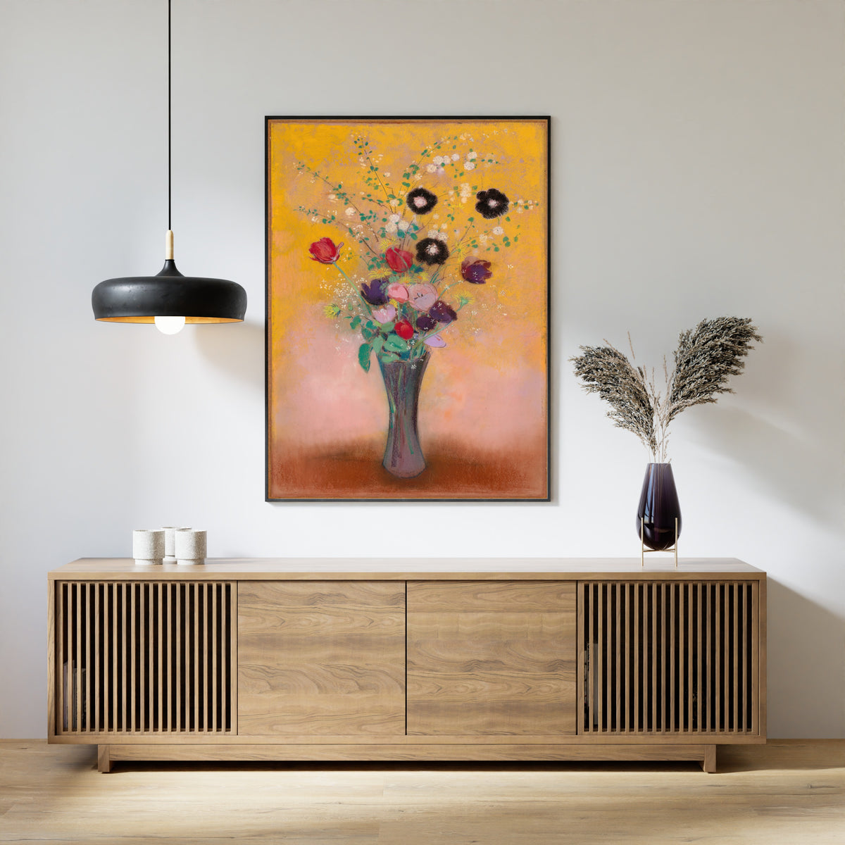 Odilon Redon — Vase of Flowers (Yellow Background) | Symbolist Art Print