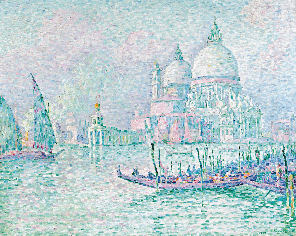Venice, La Salute, Green by Paul Signac — A white-domed church above pale green water and gondolas