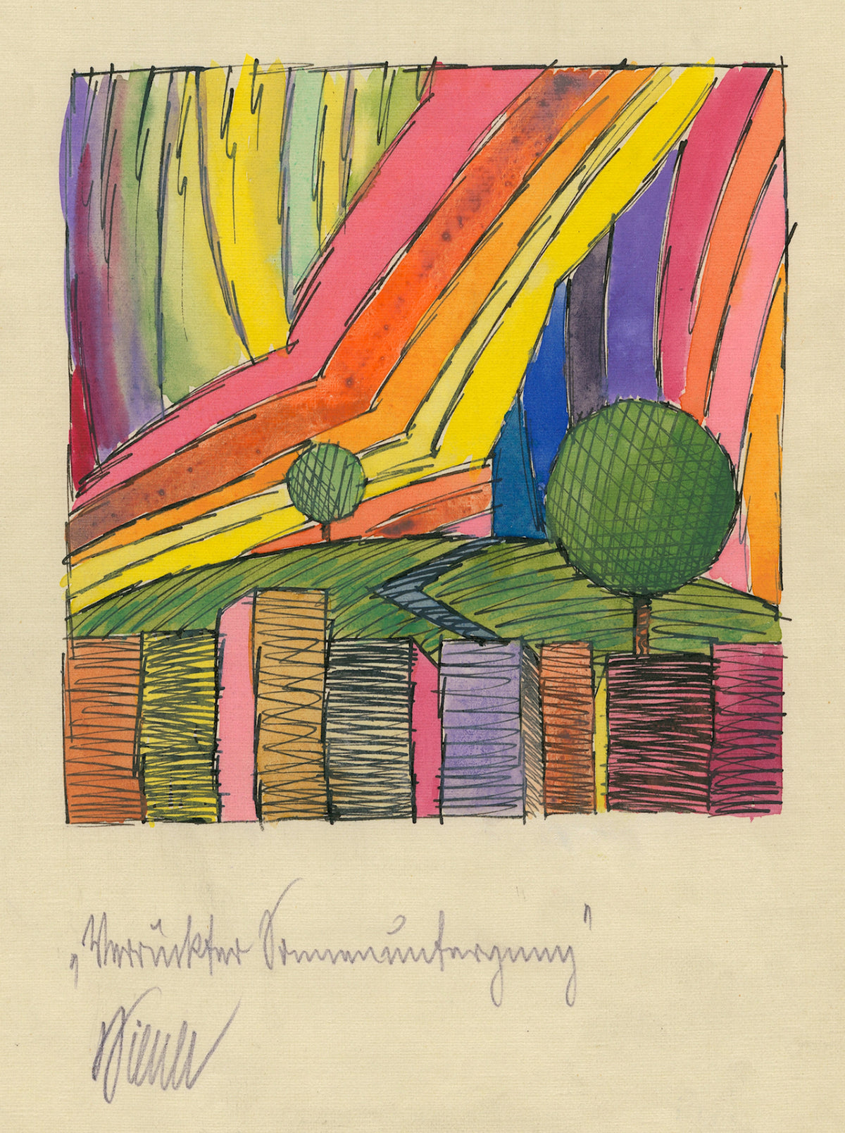 Karl Wiener — Verrückter Sonnenuntergang (Crazy Sunset) | Modernist Landscape Print