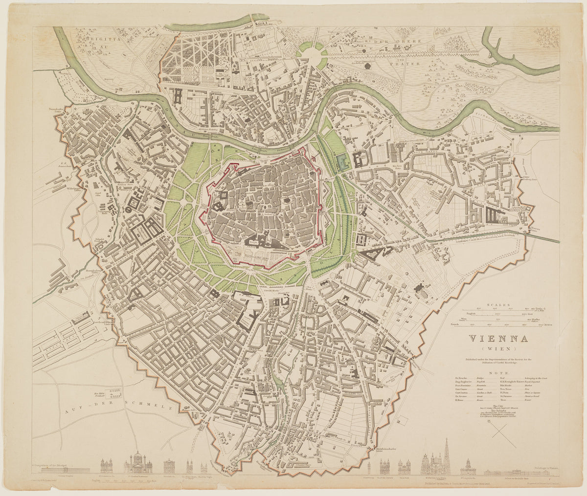 Society for the Diffusion of Useful Knowledge — Vienna | Antique City Plan Print