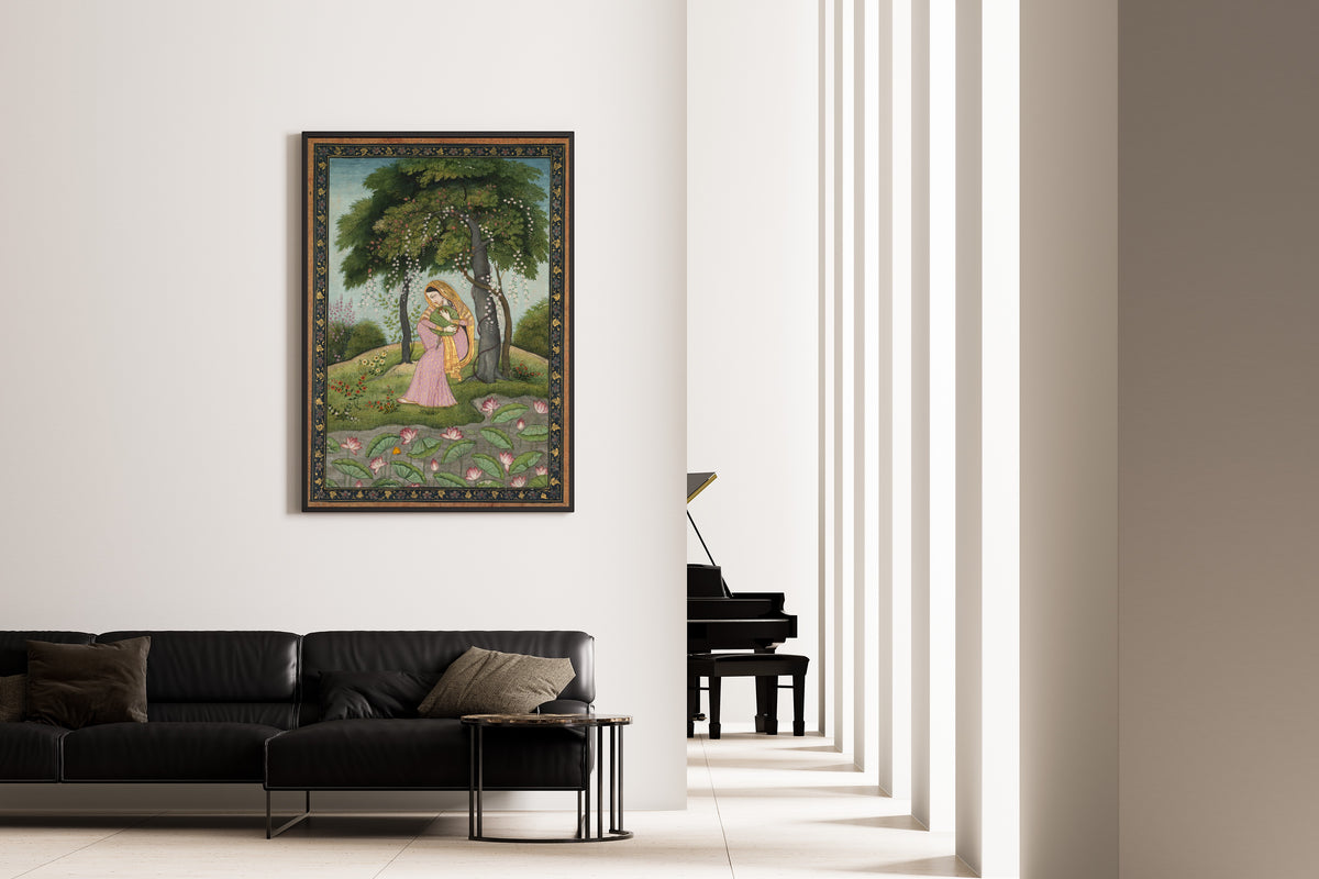 Kangra school — Virahini Nayika, Love-Torn Heroine | Indian Miniature Painting Print