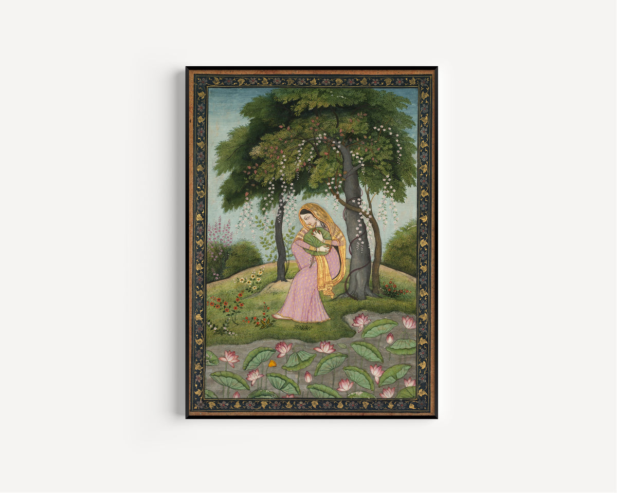 Kangra school — Virahini Nayika, Love-Torn Heroine | Indian Miniature Painting Print