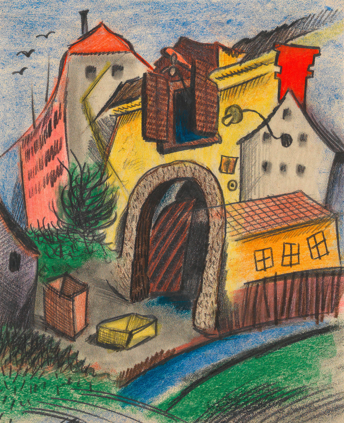 Karl Wiener — Vorstadt VII (Suburb VII) | Expressionist Art Print
