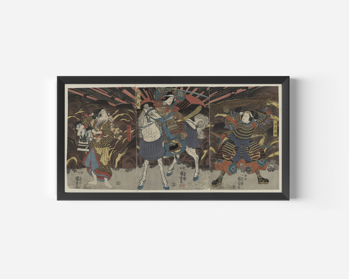 Utagawa Kuniyoshi — Wada Yoshimori, Tomoe Gozen and Yamabuki | Japanese Woodblock Print (Ukiyo-e)