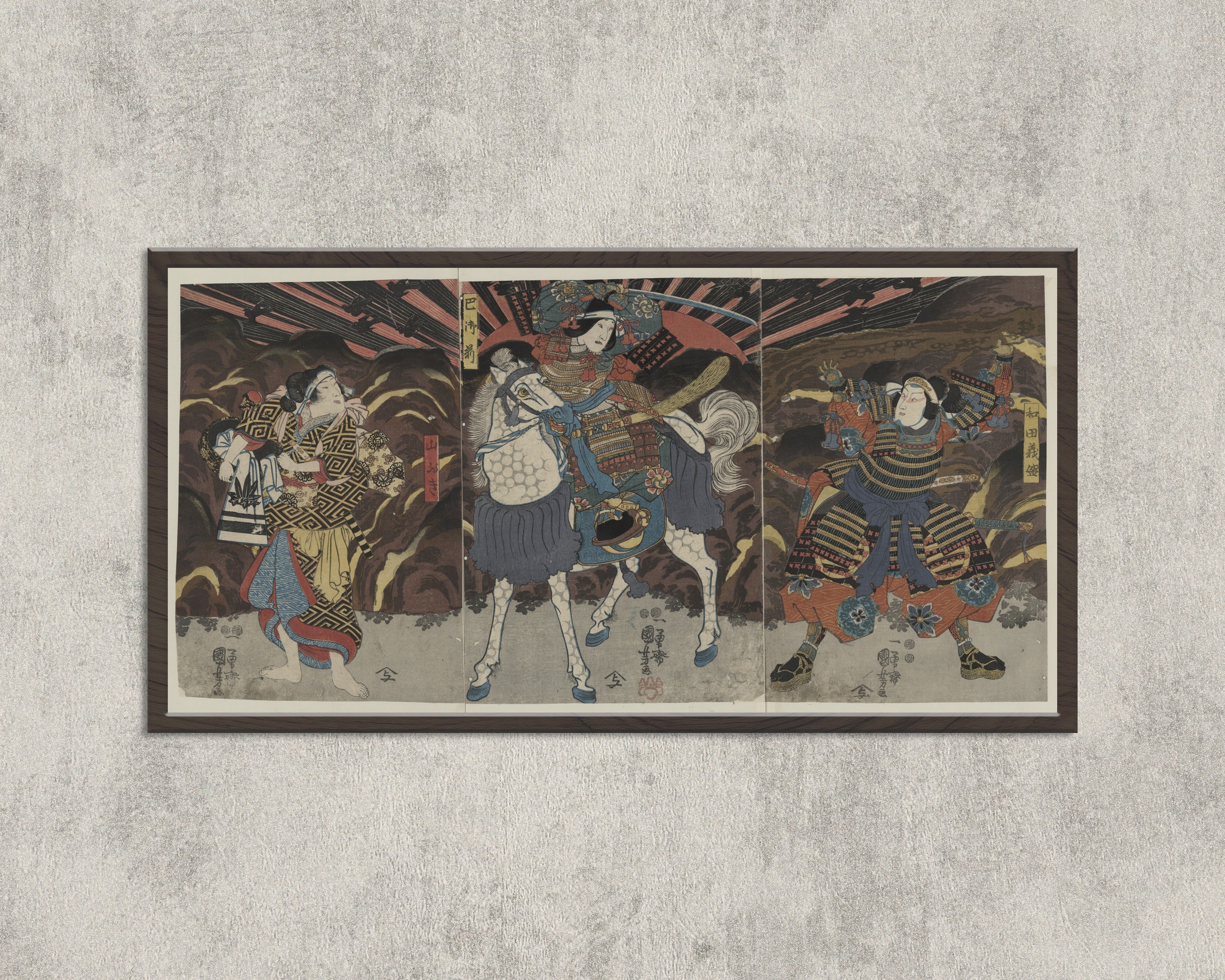 Utagawa Kuniyoshi — Wada Yoshimori, Tomoe Gozen and Yamabuki | Japanese Woodblock Print (Ukiyo-e)