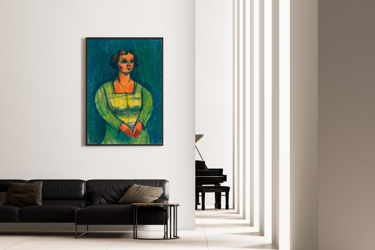 Karl Wiener — Weibliches Porträt (Female Portrait in a Green Dress) | Expressionist Art Print