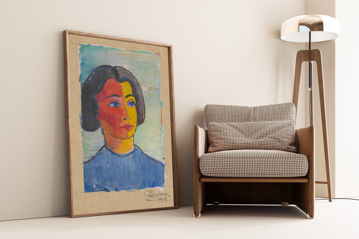 Karl Wiener — Weibliches Porträt (Female Portrait with a Red and Yellow Face) | Expressionist Art Print