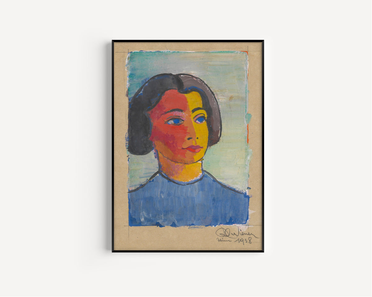 Karl Wiener — Weibliches Porträt (Female Portrait with a Red and Yellow Face) | Expressionist Art Print