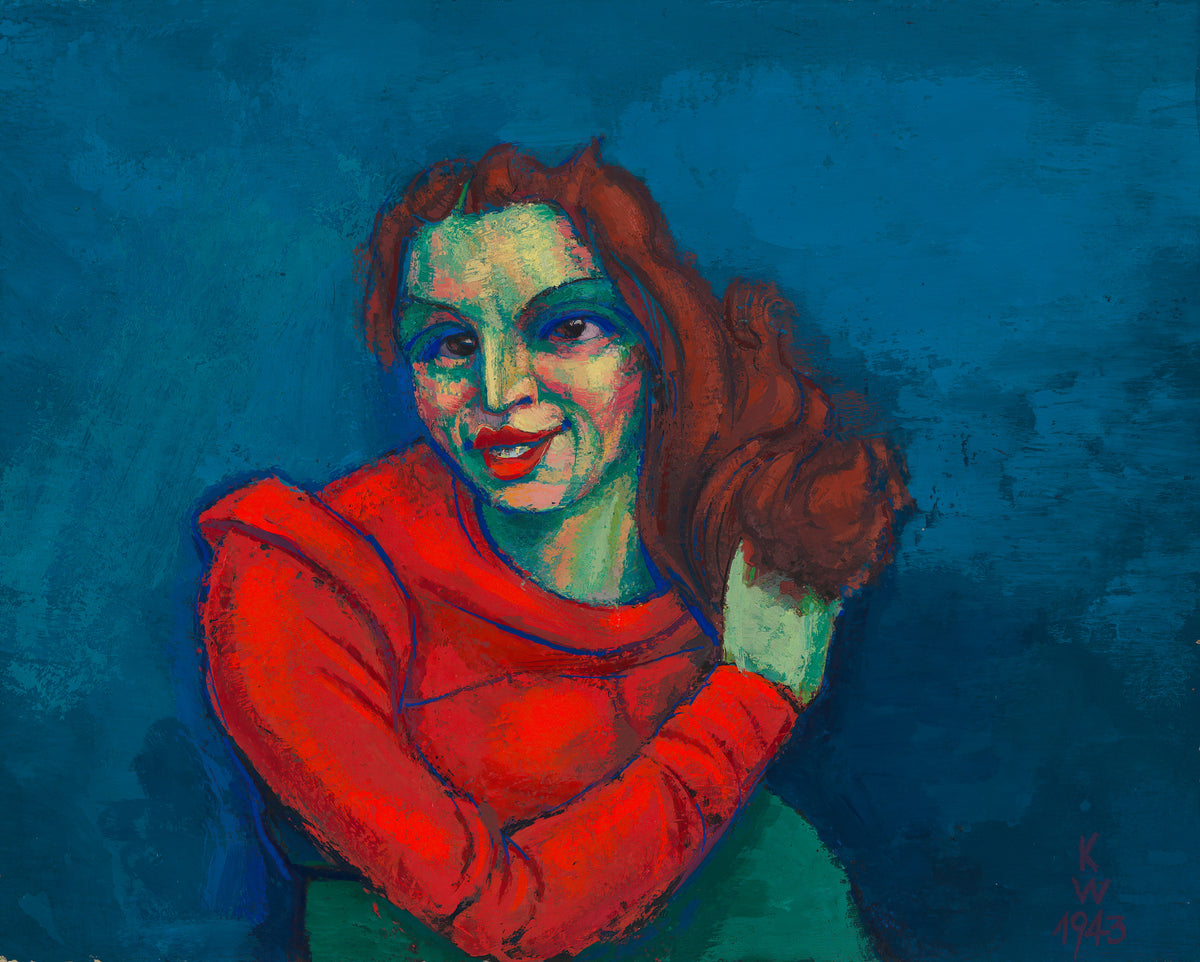 Karl Wiener — Weibliches Porträt (Woman in a Red Sweater) | Expressionist Art Print