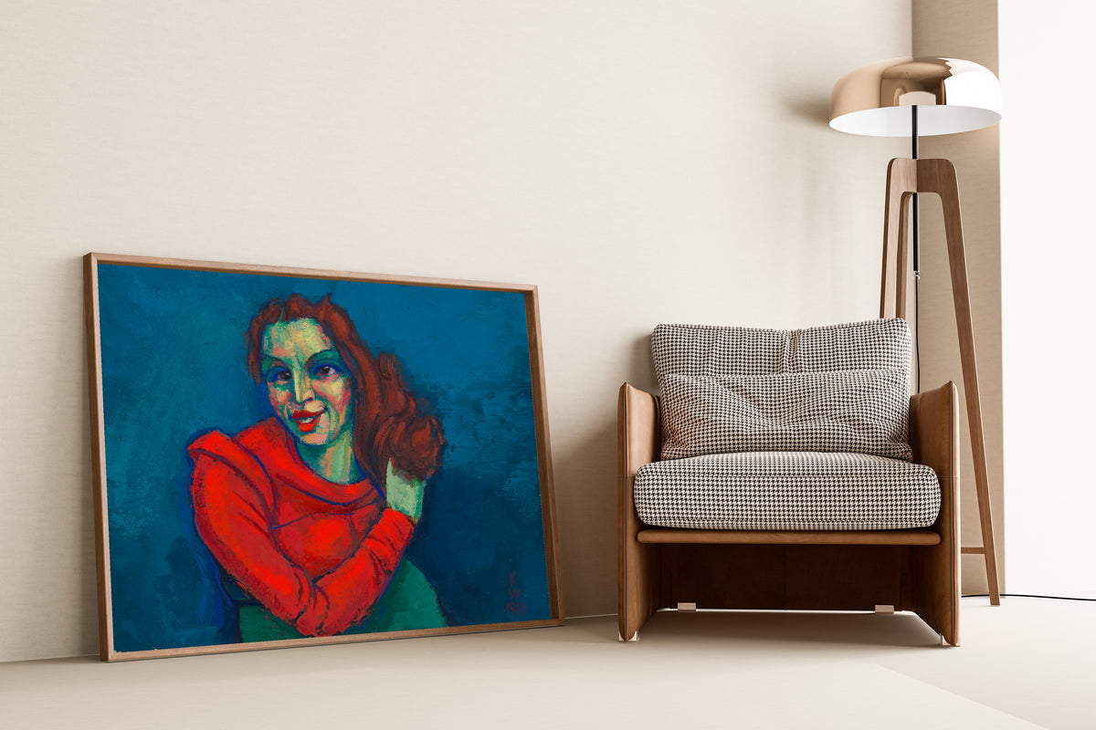 Karl Wiener — Weibliches Porträt (Woman in a Red Sweater) | Expressionist Art Print