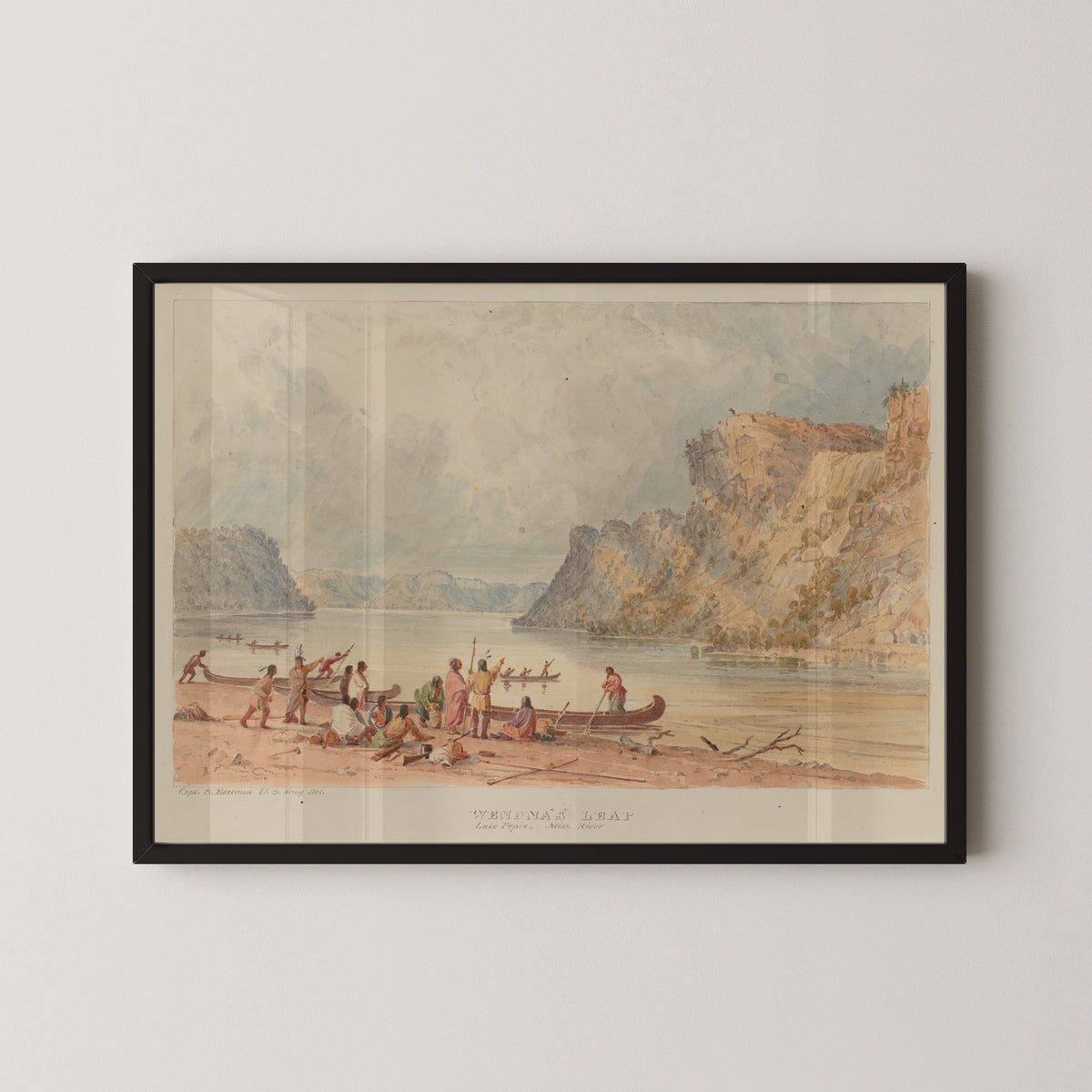 Seth Eastman — Wenona's Leap, Lake Pepin, Mississippi River | Landscape Fine Art Print