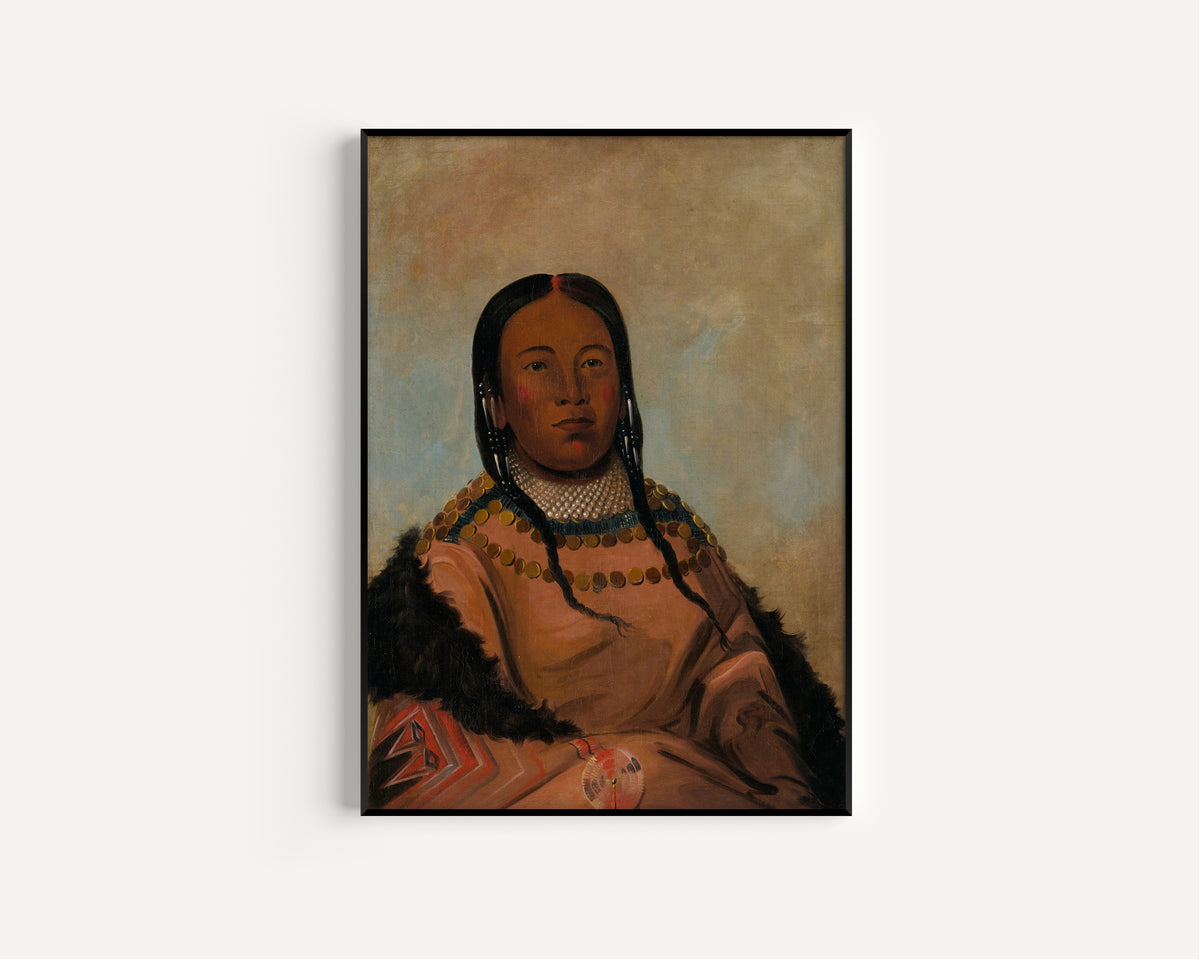 George Catlin — Wi-lóoh-tah-eeh-tcháh-ta-máh-nee, Red Thing That Touches in Marching, Daughter of Black Rock | Western Art Print