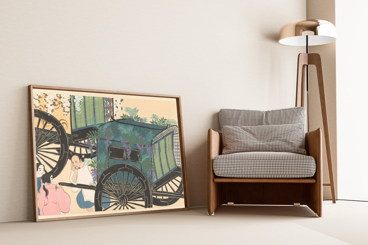 Kamisaka Sekka — Wisteria (ox cart) | Japanese Woodblock Print