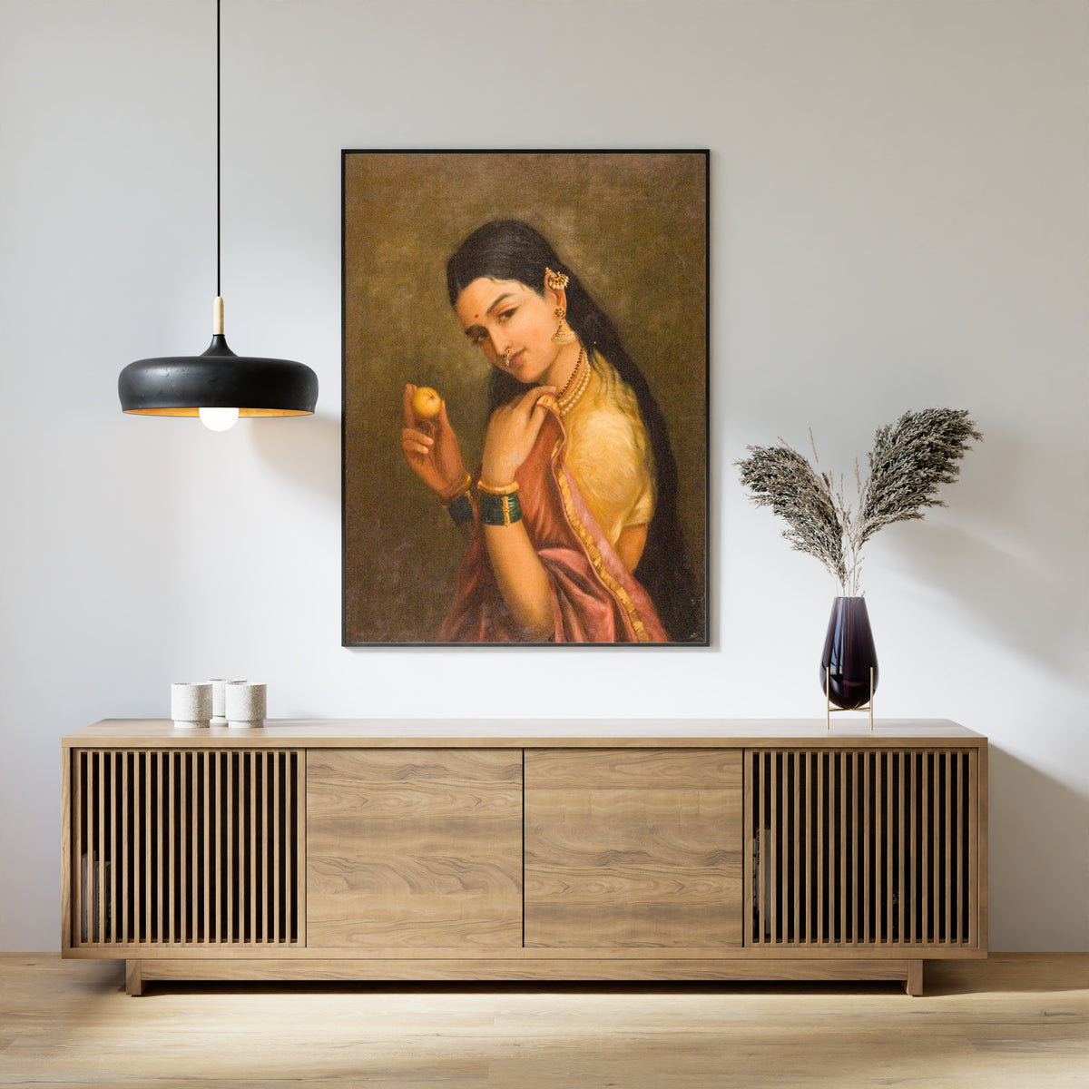 Raja Ravi Varma — Woman Holding a Fruit | Fine Art Print