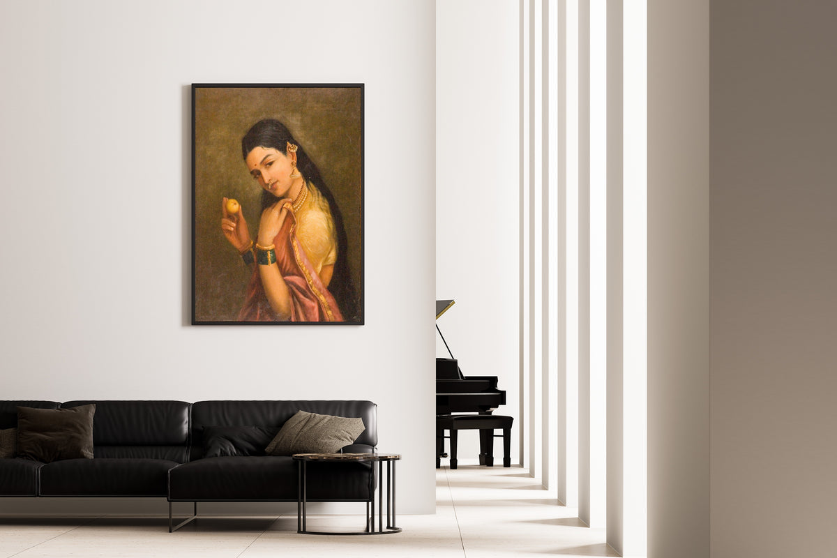 Raja Ravi Varma — Woman Holding a Fruit | Fine Art Print