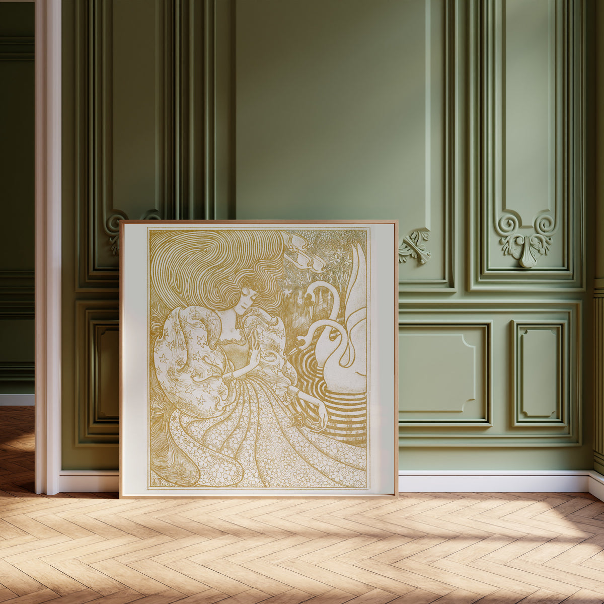 Jan Toorop — Woman with a Butterfly at a Pond with Two Swans | Symbolist Art Print