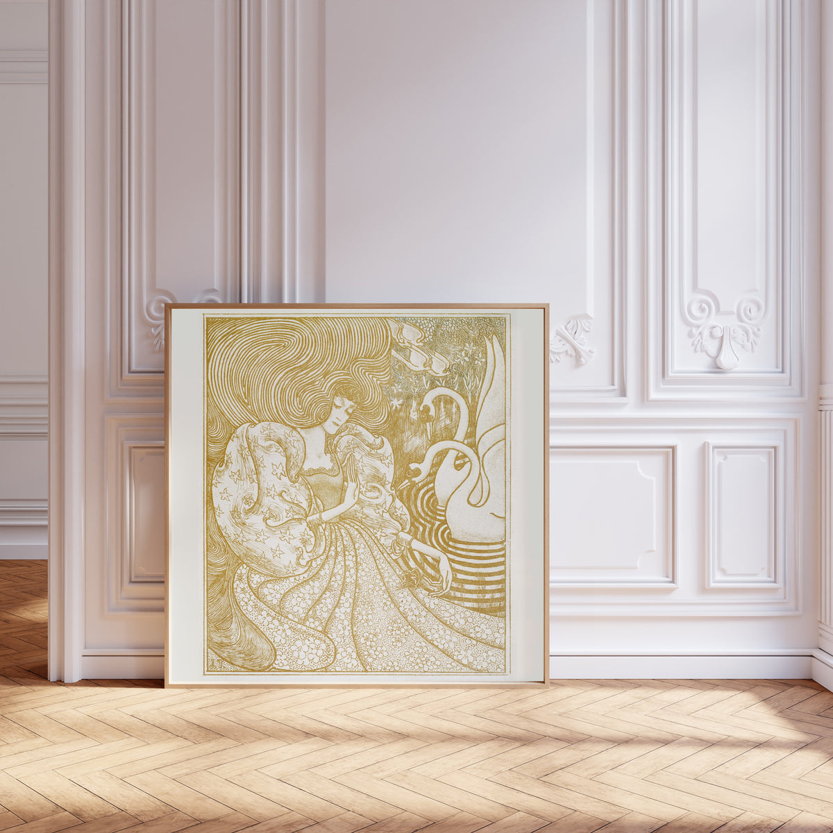 Jan Toorop — Woman with a Butterfly at a Pond with Two Swans | Symbolist Art Print