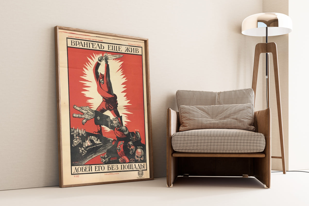 Dmitry Moor — Wrangel Is Still Alive — Finish Him Off Without Mercy! | Vintage Soviet Propaganda Poster Print